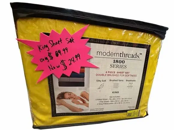 Modern Threads 1800 Series 4-Piece King Sheet Set, Yellow