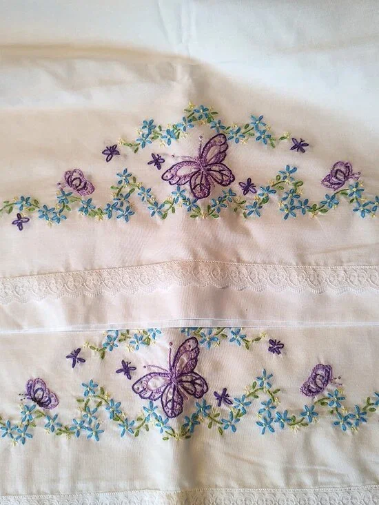 Butterfly Embroidered Pillowcases--New/never used