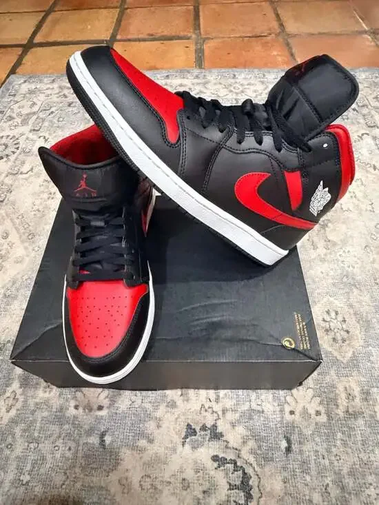 🔥 Air Jordan 1 Mid “Bred Twist” – Men’s 12 – New/Unworn  - No Lid to Box 🔥
