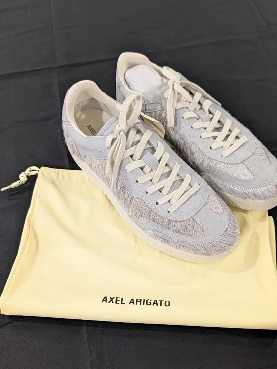 Axel Arigato Dice T-Toe Pony Hair Sneakers Light Gray Off White Men US 11 EU 45