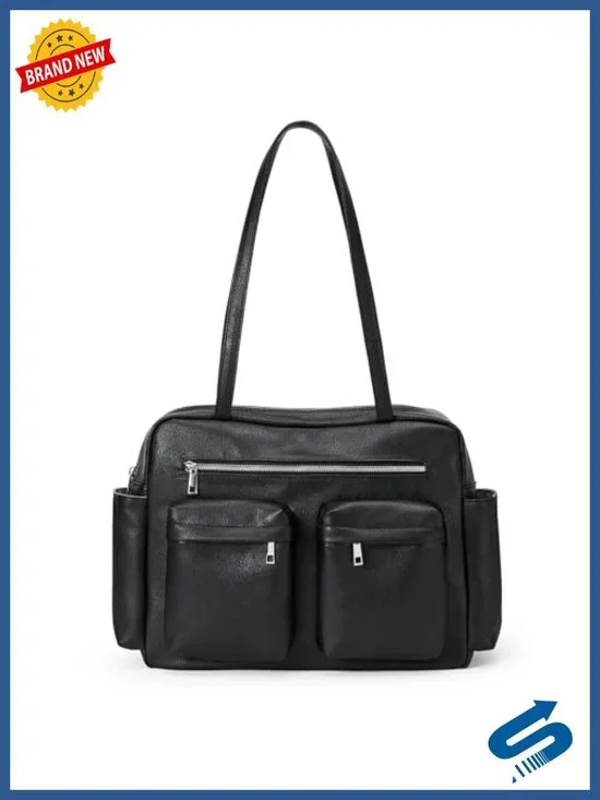 Faux Leather Tote Bag Shoulder Purse for Work Travel 15