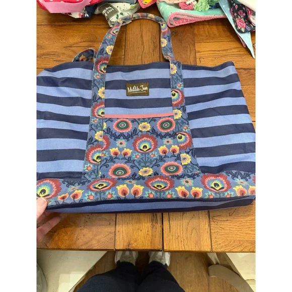 Matilda Jane Striped Floral Tote Bag‎ Large Canvas Everyday Beach Travel