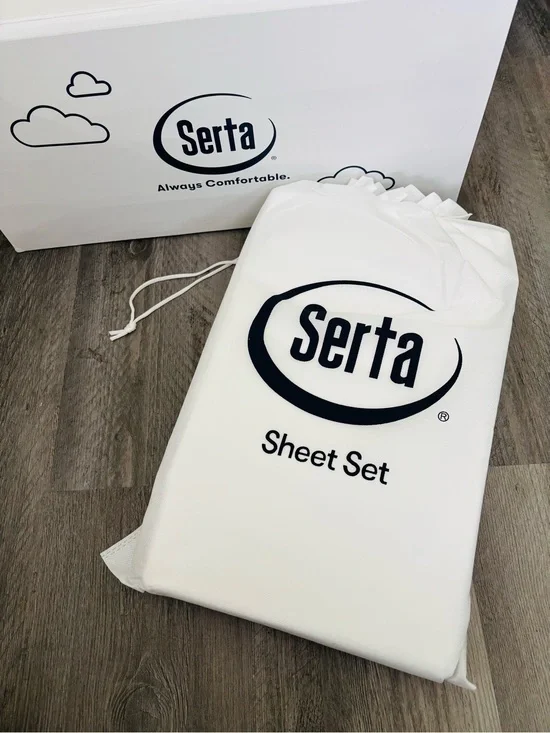 NEW Serta Full Size Soft Sheet Set Bedding Moisture wicking Lightweight White