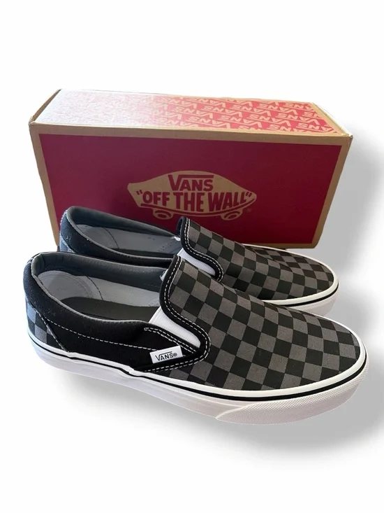 Vans Classic Slip-On Checkerboard Black Pewter US Men 7 Women 8.5 8 1/2 NIB