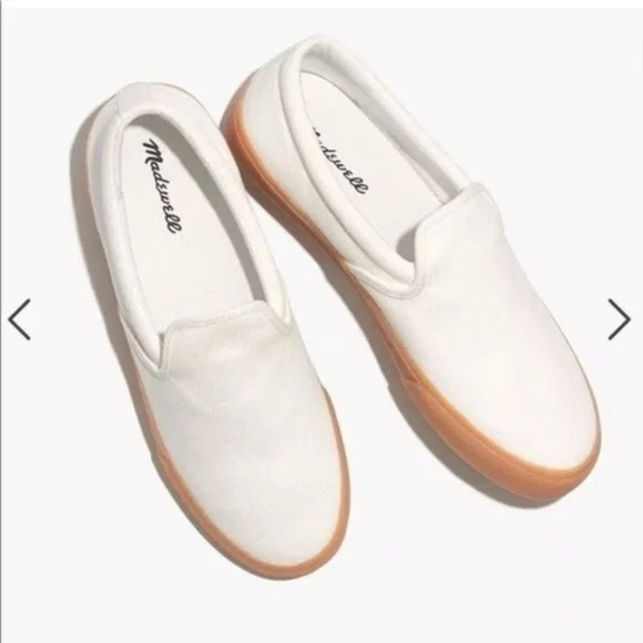 Madewell White Canvas Slip On Sneakers Womens Size 8