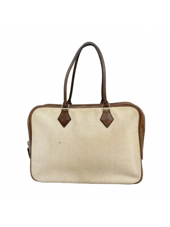 Hermes Tote Plume 32 Toile Ash Havana Silver