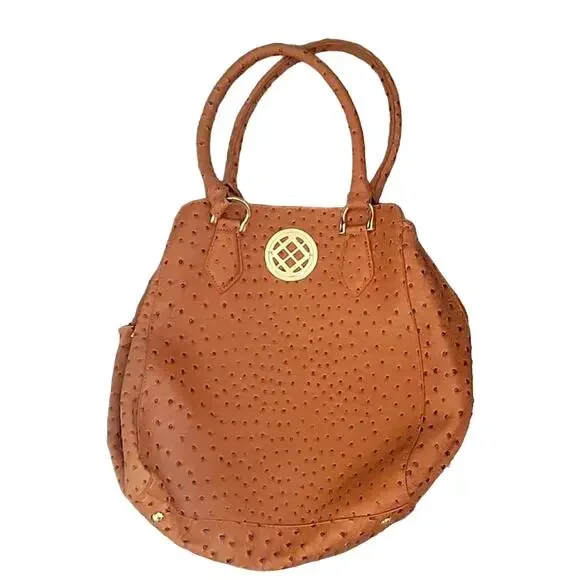 Womens London Fog Ostrich Print Leather‎ Handbag