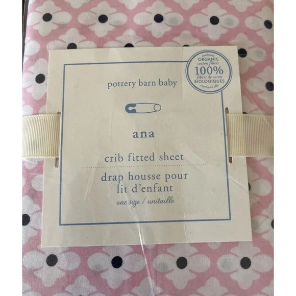 Pottery Barn Kids Baby‎ Nursery Ana Geo Crib Fitted Sheet Pink Floral Blooms