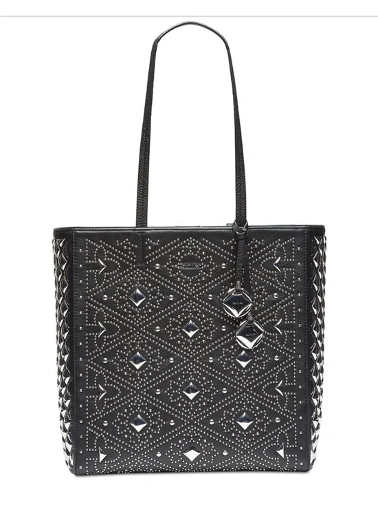 Calvin Klein North South Tote large embellishment  Black & Silver  leather