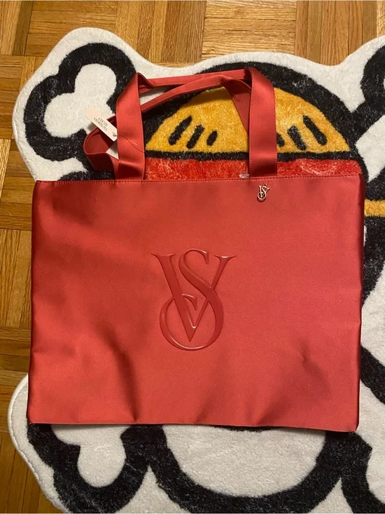 Victoria's Secret Red Satin Embossed VS Tote