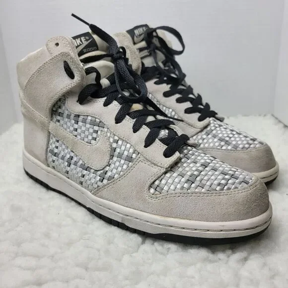 Vtg Nike Dunk Mens Size 10High Top Premium Suede Woven Grey Silver 317891-007