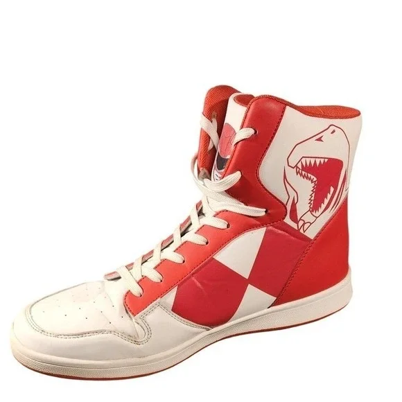 FUN Power‎ Rangers Red Ranger Shoes Mens Size 13 Red White High Top Sneakers