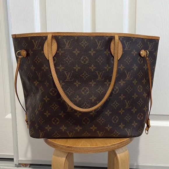 Louis Vuitton Brown Monogram Canvas Tote with Tan Trim