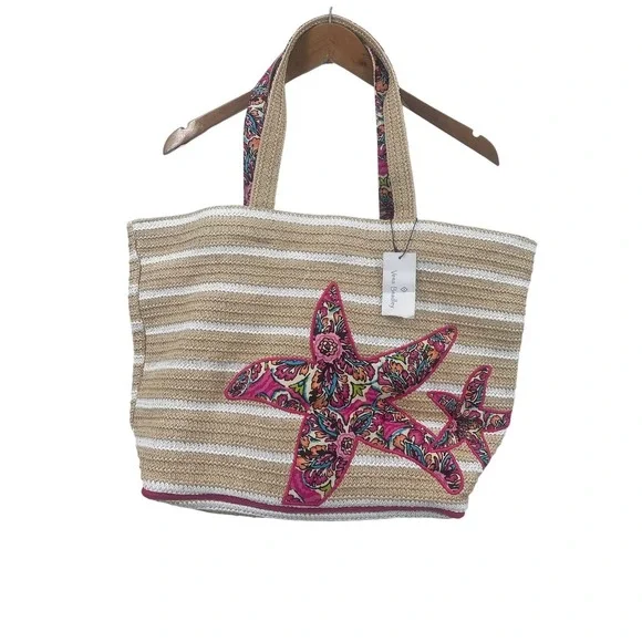 Vera Bradley Sunburst Floral Seashore Beach Bag NWT Straw Tote Retired RARE!