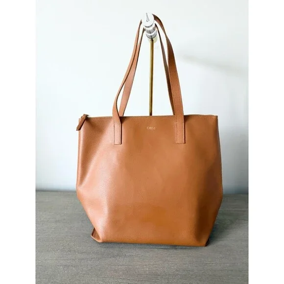 Mark & Graham Monogram OBM Tan Leather Tote - Everyday Shoulder Bag
