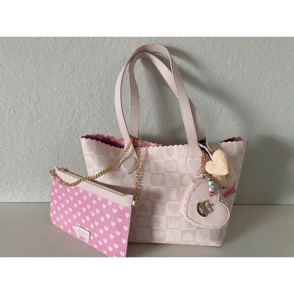 2-in-1 Juicy Couture Sweet Break Time Tote Powder Blush W/Wristlet &‎ Coin Purse