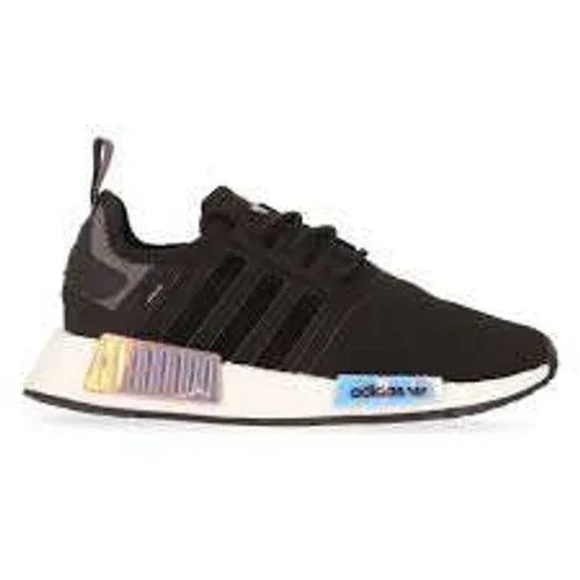 Adidas NMD_R1 Core Black Iridescent Holographic Plugs Boost Sneaker -‎ Size 11