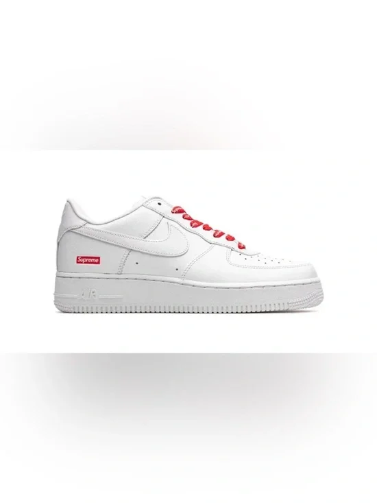 Nike x Supreme Air Force 1 Low Box Logo White Red Laces CU9225-100 Men’s Size 6