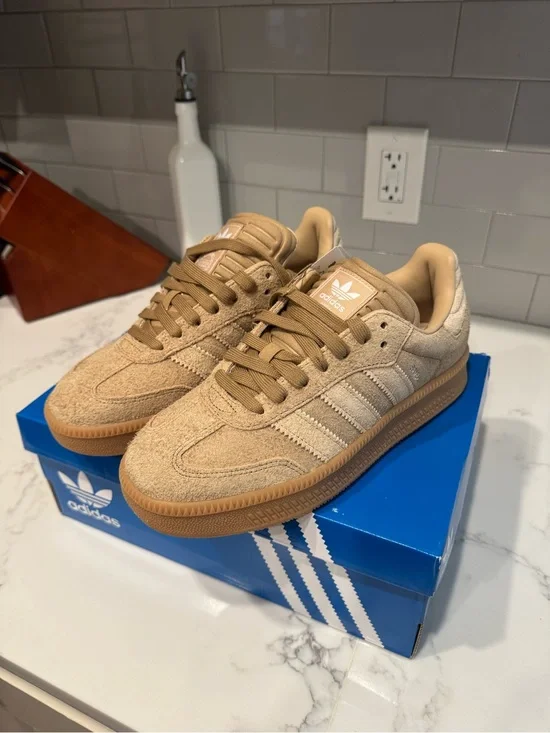 adidas Suede Sneakers in Tan with Gum Sole