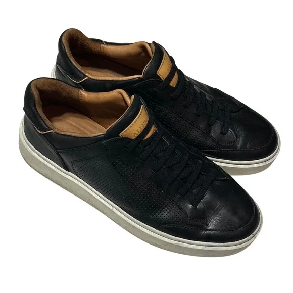 Allen Edmonds Oliver Mens Black Leather Perforated Sneakers 6366 9 3E Wide