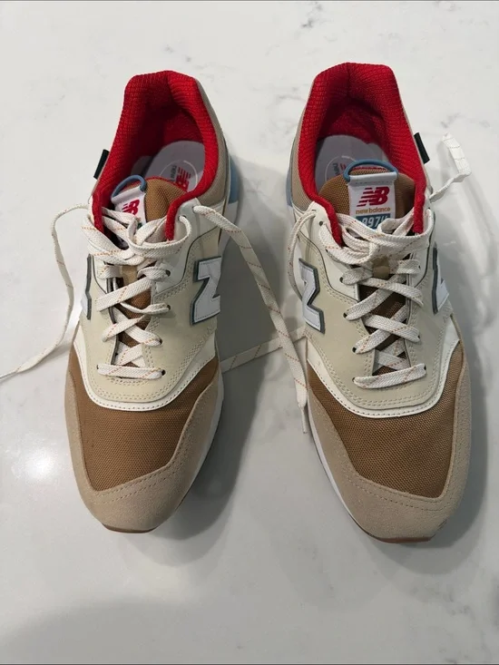 New Balance Men's Beige, Brown & Red Lace-Up Sneakers