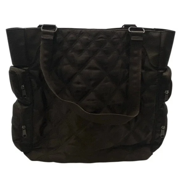Vintage Eddie Bauer‎ Quilted Tote Bag Womens Large Brown Nylon Puffer Utility