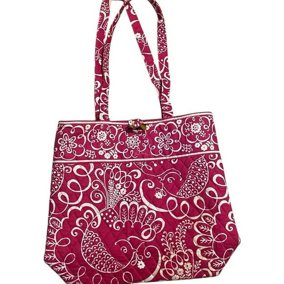 Vera Bradley RETIRED Twirly Bird Pink‎ Tote, EUC