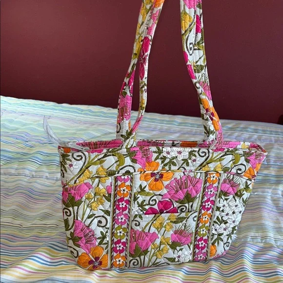 Vera Bradley Quilted Floral Tote in‎ Pink, Orange & Green