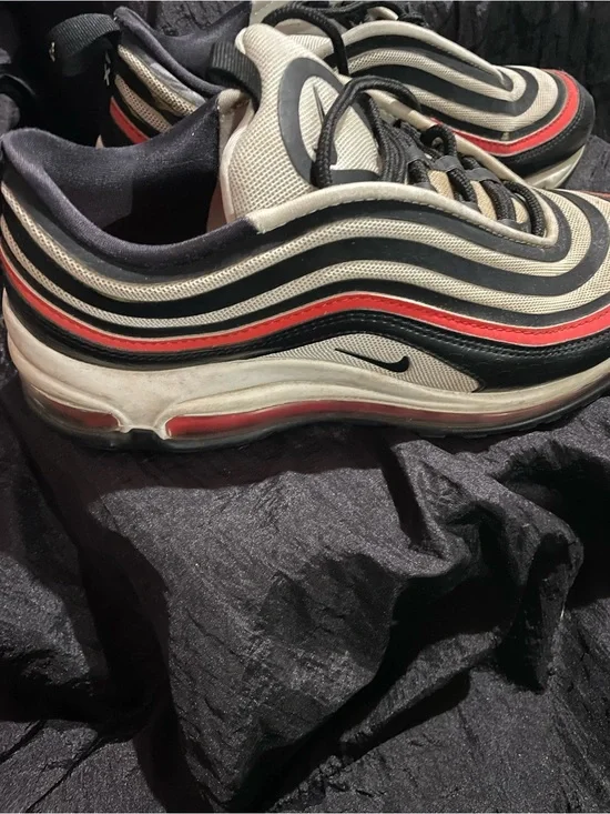 Nike Men’s Air Max 97 — Black, White & Red Accent Sz 7