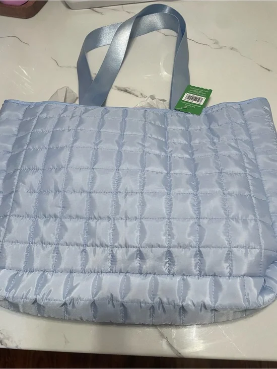 Light Blue Quilted Tote Bag and Mini Bag bundle