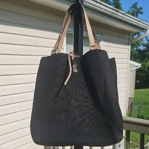 Kate Spade Floral Lined Black Canvas Tote Bag