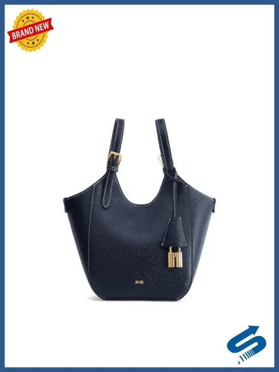 Mini Vegan Leather Tote Bag with Gold Hardware, Detachable Crossbody Strap