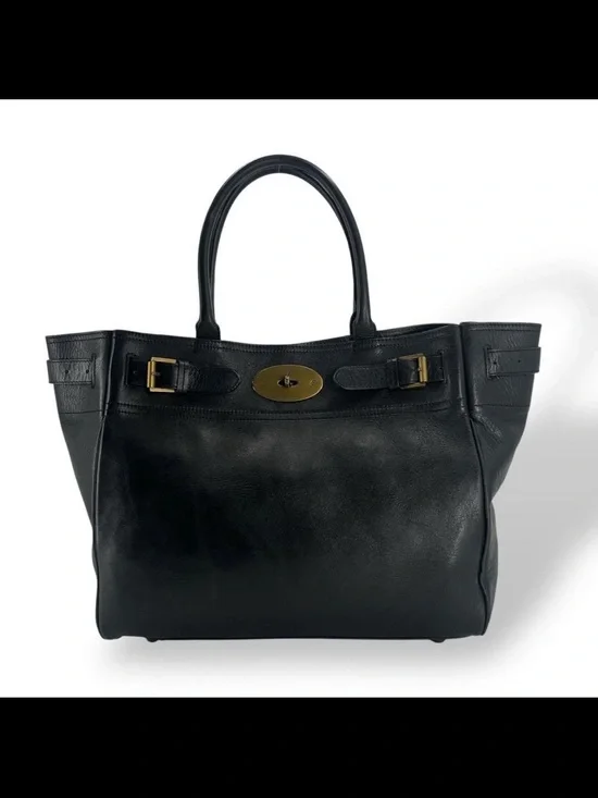 Mulberry Black Leather Classic Tote with Gold Hardware