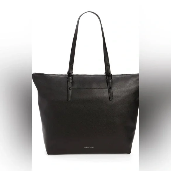 Rebecca Mincoff Black Leather Tote Bag