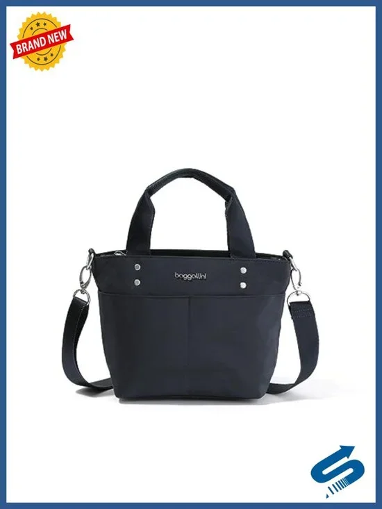 Mini Carryall Tote - Lightweight Nylon, Crossbody Strap, Zip Closure