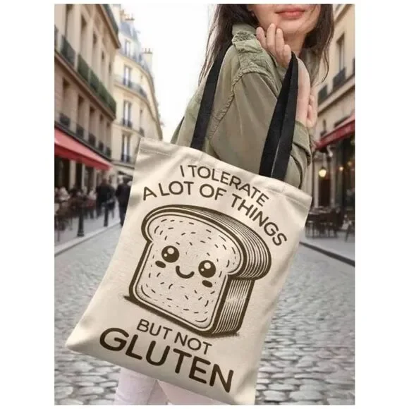 Gluten Free Shopping Tote with A Slice of Humor Perfect for Gluten Intolerant