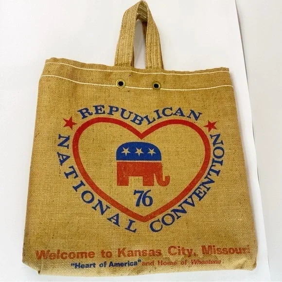 GOP Republican Convention 1976 Swag Flour Sack Canvas Tote Bag Vintage