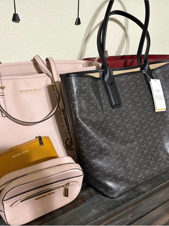 Michael Kors Black MK Logo Tote and other bags/wallet.