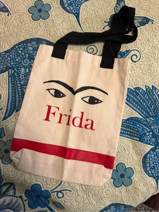 Frida Canvas Tote in Cream with Red Accent NWOT