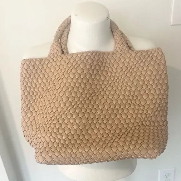 Vegan Leather Tan Hand Held Tote Bag