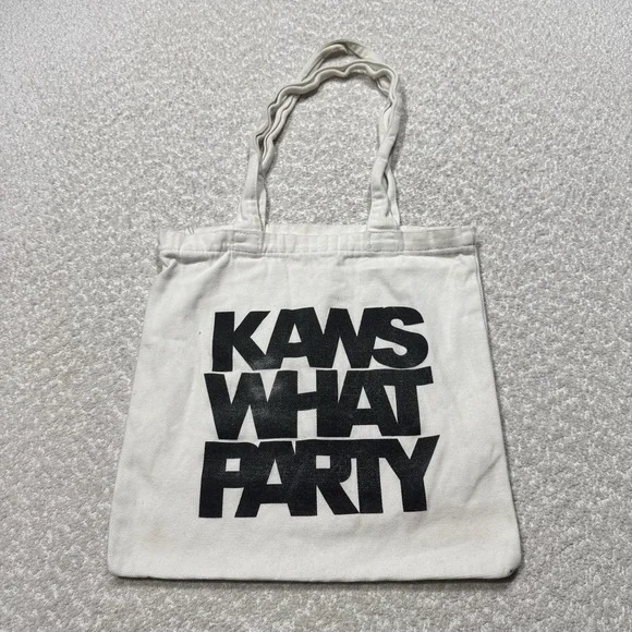 KAWS WHAT PARTY 2021 Brooklyn Museum Exhibition Tote Bag - White PRE OWNED