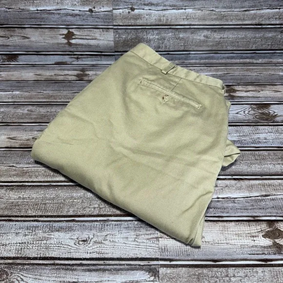 Polo Ralph Lauren Mens‎ 38x30 Actual Khaki Tan Pleated Cuffed Chino Pants Cotton