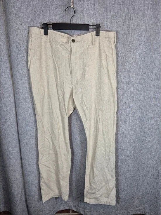 Goodfellow & Co Men’s Linen Blend Pants Large Ivory Textured Straight Leg