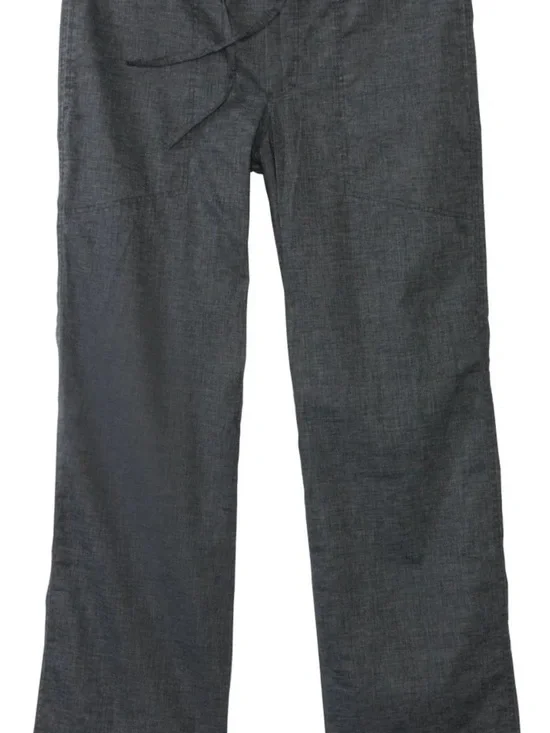 Prana dark Gray Wide-Leg Linen-Blend Pants with Tie Waist