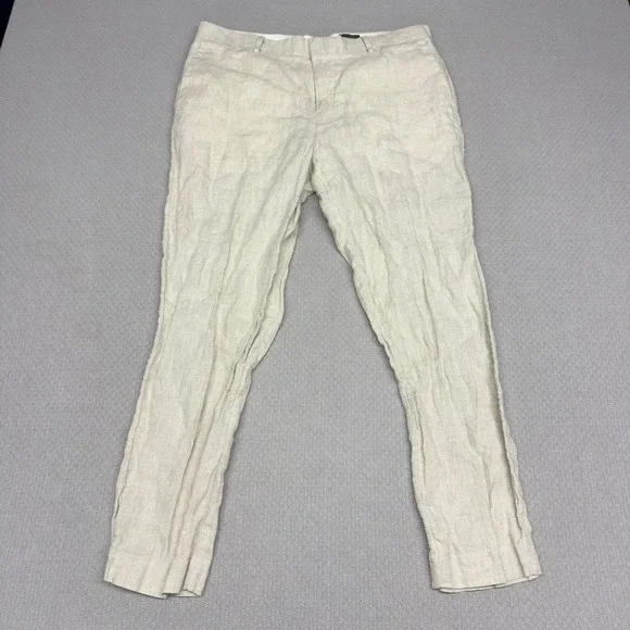 H&M Linen Pants Mens 36x27 White Slim Fit Breathable Preppy Summer Coastal
