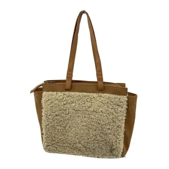 Sherpa Brown Shoulder Bag Tote Universal Thread