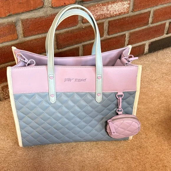 Pink & Blue Quilted Tote Handbag