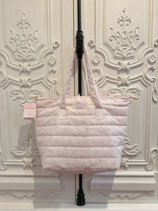 LoveShackFancy Quilted Light Pink Floral Tote