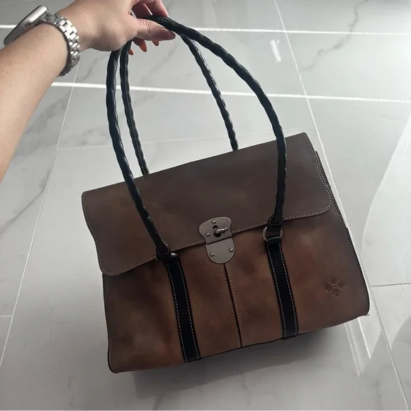 Patricia Nash Vienna Satchel Brown Leather Vintage Style Shoulder Bag