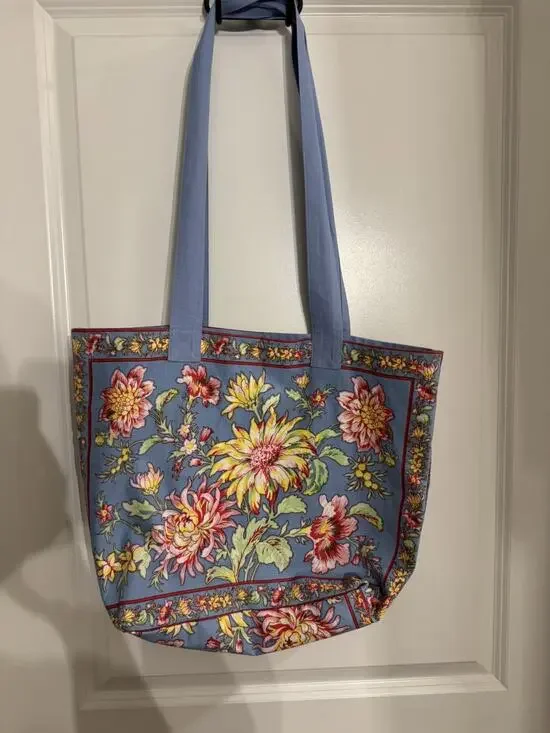 April Cornell Cottage Rose Market Bag BLUE -Tote Purse